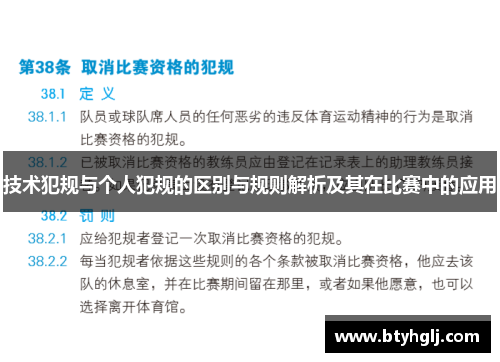 技术犯规与个人犯规的区别与规则解析及其在比赛中的应用