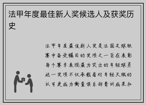 法甲年度最佳新人奖候选人及获奖历史